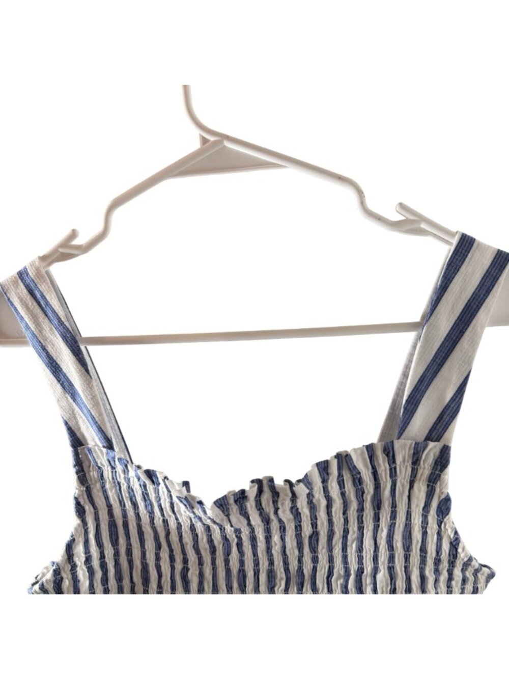 Everlane Gauze Smocked Midi Dress Blue White Stripe Size Medium NWT - Picture 4 of 5